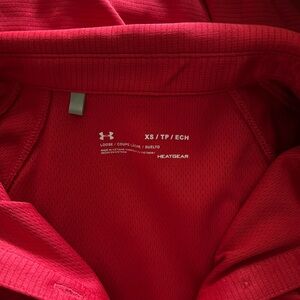 Womens red underarmour heat gear polo